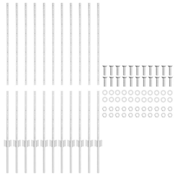 Eingebetteter Zaunpfosten 11 stk. Silber 160 cm