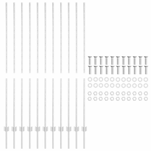 Eingebetteter Zaunpfosten 11 stk. Silber 200 cm