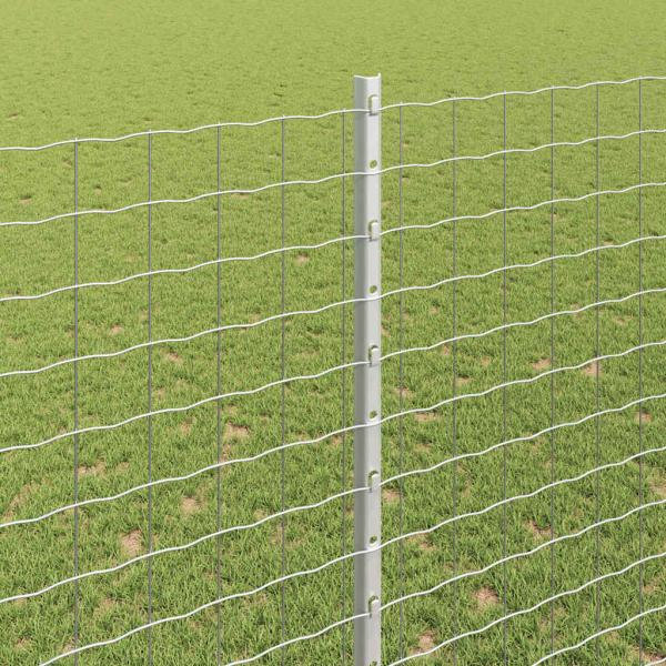 Eingebetteter Zaunpfosten 5 Stk. Silber 200 cm
