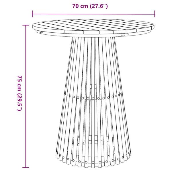 Gartentisch Ø70x75 cm Massivholz Teak