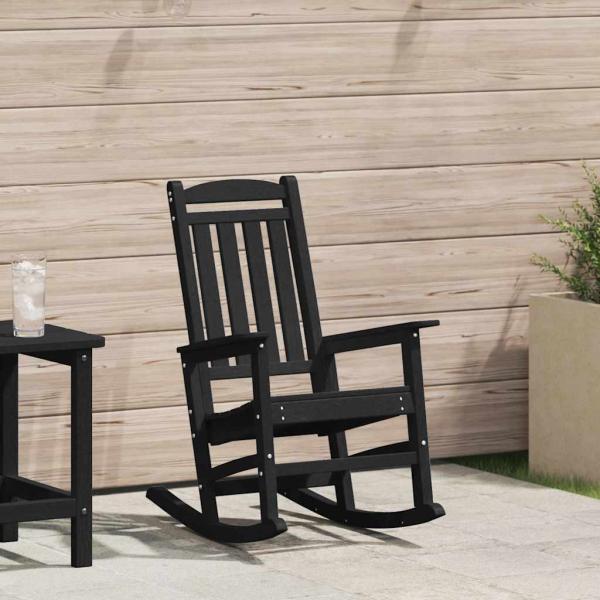ARDEBO.de - Garten Schaukelstuhl Schwarz 70x92x108 cm HDPE