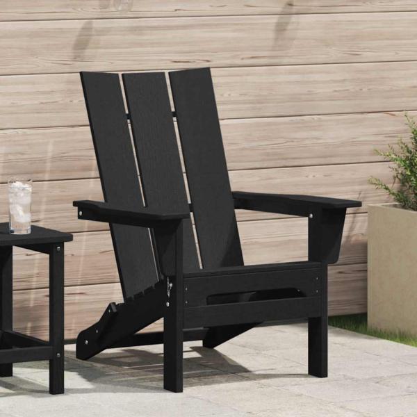 ARDEBO.de - Klapp-Adirondack-Stuhl Schwarz 74.5x80.5x90 cm HDPE