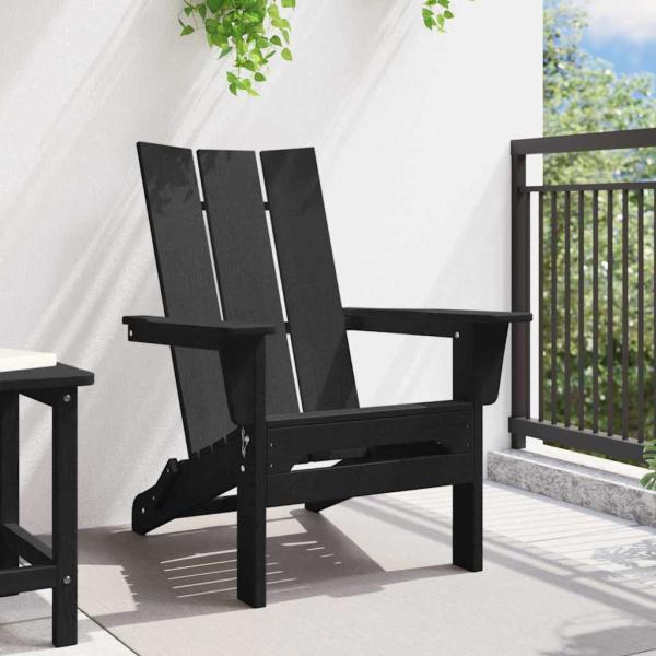 Klapp-Adirondack-Stuhl Schwarz 74.5x80.5x90 cm HDPE