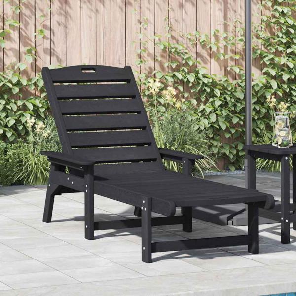 ARDEBO.de - Sonnenliege Schwarz 53x162x98.5 cm HDPE