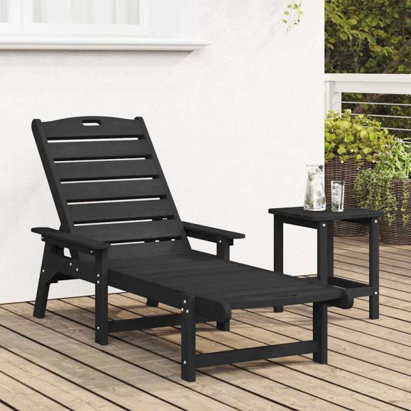 Sonnenliege Schwarz 53x162x98.5 cm HDPE