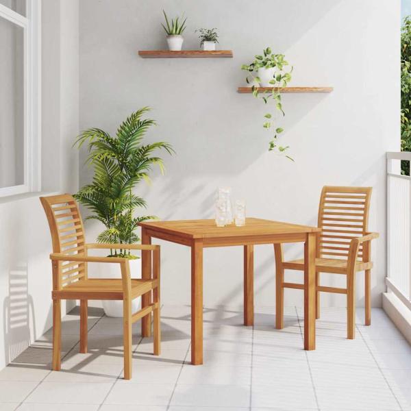 ARDEBO.de - Stapelbarer Gartenstuhl 2 Stück Massivholz Teak