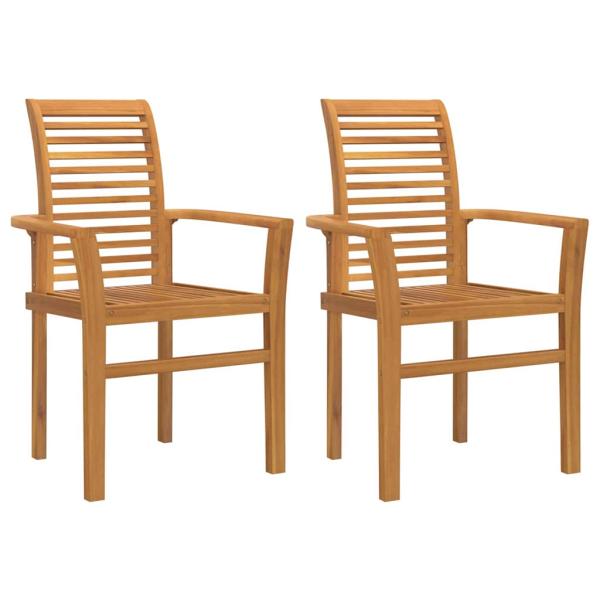 Stapelbarer Gartenstuhl 2 Stück Massivholz Teak