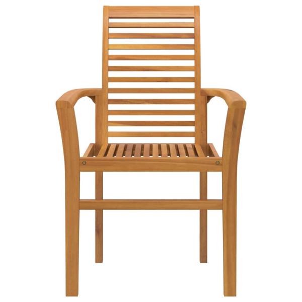 Stapelbarer Gartensessel 4 Stück Massivholz Teak