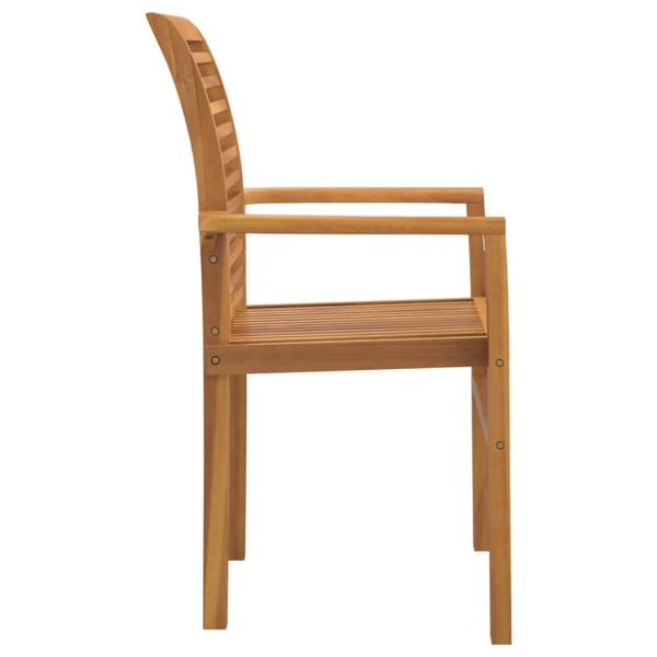 Stapelbarer Gartensessel 4 Stück Massivholz Teak