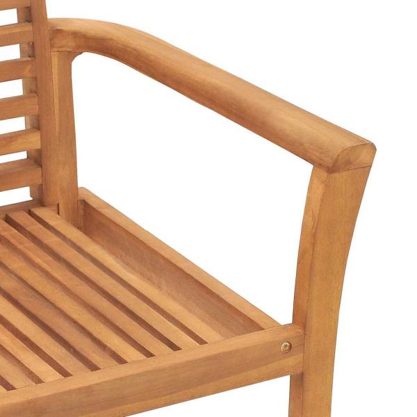 Stapelbarer Gartensessel 4 Stück Massivholz Teak