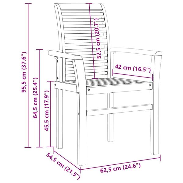 Stapelbarer Gartensessel 4 Stück Massivholz Teak