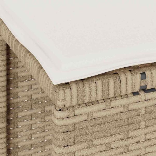 3-teiliges Garten-Esstischset mit Kissen in Beige, Poly-Rattan, Akazie