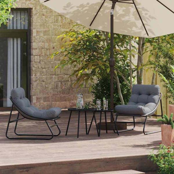 gartenmöbel 2 stk. Schwarz Pulverbeschichteter Stahl