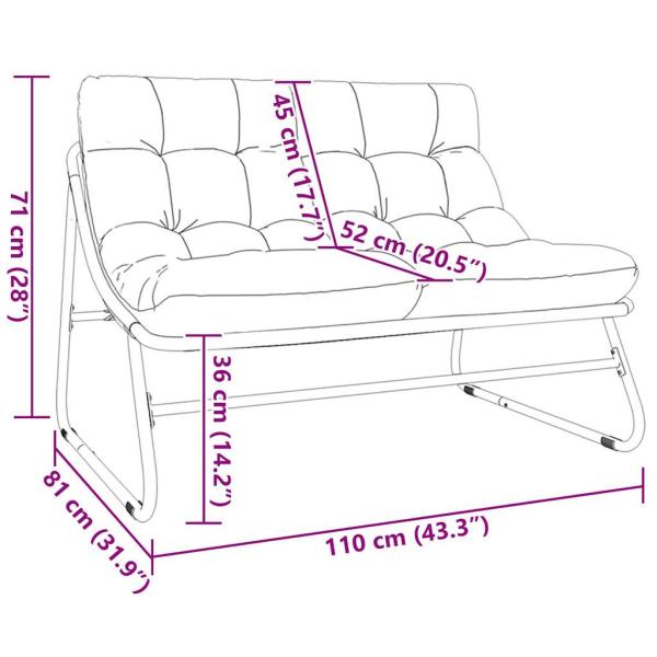ARDEBO.de - Gartenbank mit Kissen Schwarz 110x80x71 cm Stahl