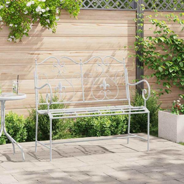 ARDEBO.de - Bank Weiß Metall 104 x 54 x 93 cm Langlebig Gartenbank