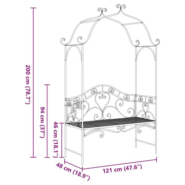 Gartenbank Weiß Metall 121 x 48 x 200 cm Dekorative Intarsien
