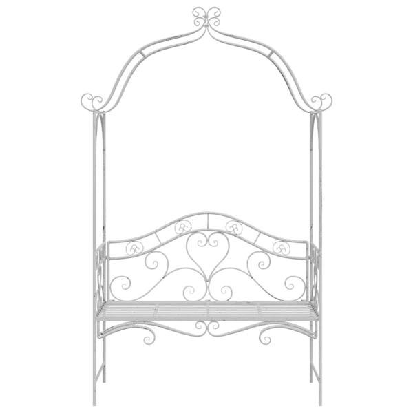 Gartenbank Weiß Metall 121 x 48 x 200 cm Dekorative Intarsien