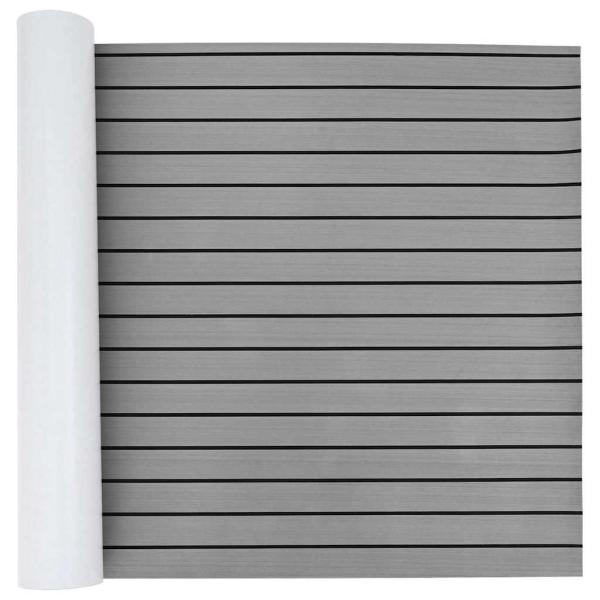 ARDEBO.de - Bootsbelag Selbstklebend Hellgrau & Schwarz 240x90 cm EVA-Schaum