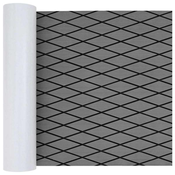 ARDEBO.de - Bootsboden Selbstklebend Hellgrau & Schwarz 190x70 cm EVA Schaum