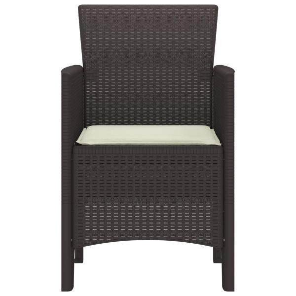 Gartenstühle mit Kissen, 2 Stück in Braun aus Poly Rattan