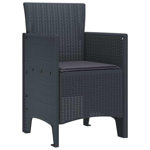 Gartenstühle mit Kissen 4 Stück Anthrazit Poly-Rattan
