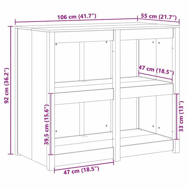 Außenküchenschrank Weiß 106x55x92 cm Massivholz Kiefer