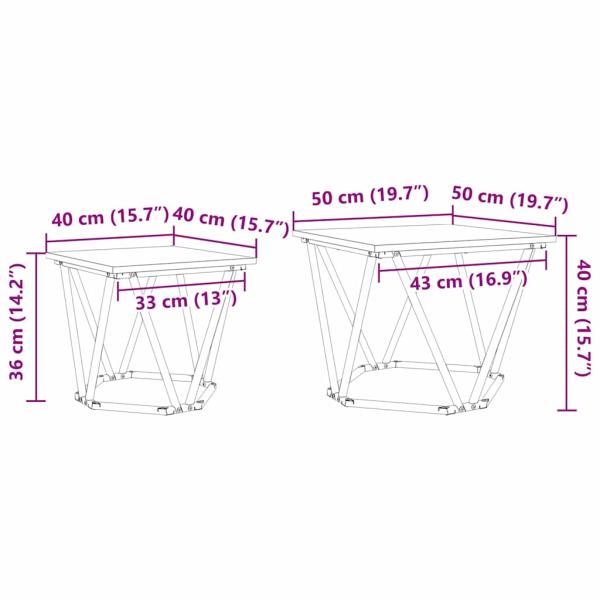 2-teiliges Beistelltisch-Set Rauches Eichenholz Verarbeitetes Holz