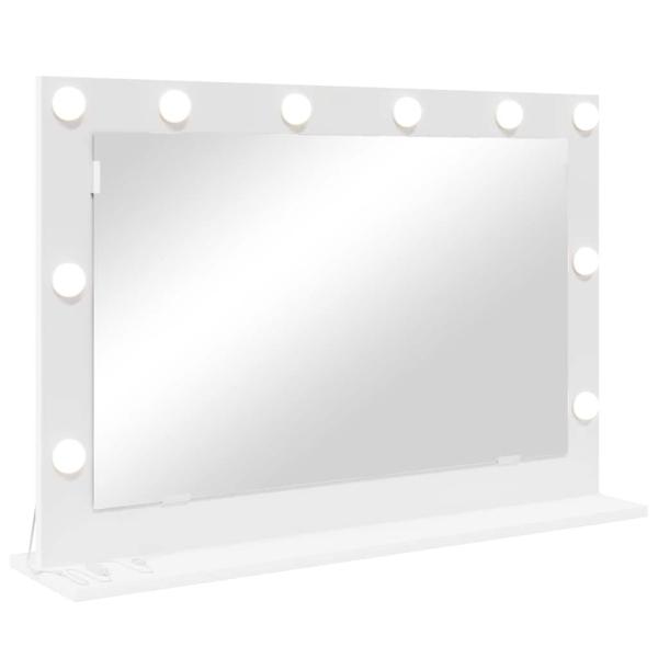 Schminkspiegel mit LED-Lichtern Weiß 80x55x18 cm