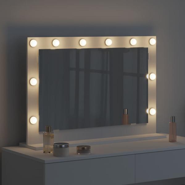 Schminkspiegel mit LED-Lichtern Weiß 80x55x18 cm