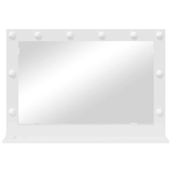 Schminkspiegel mit LED-Lichtern Weiß 80x55x18 cm