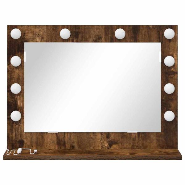 Waschtisch Spiegel Geräucherte Eiche Holz, Glas 60 x 45 x 18 cm