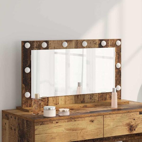 ARDEBO.de - Schminkspiegel Alter Holz-Look Holz, Glas 80 x 45 x 18 cm Spiegel