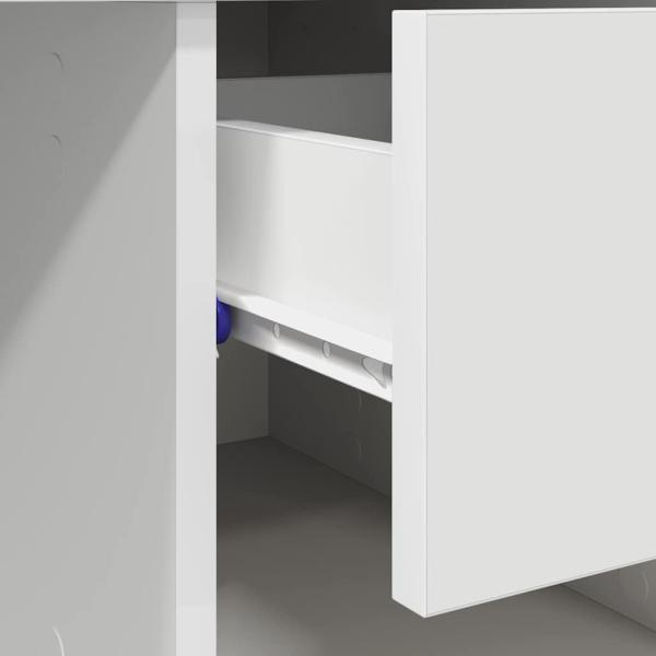 Tisch mit Stauraum Weiß 90x49.5x75 cm Holzwerkstoff