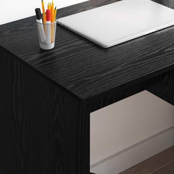Schreibtisch mit Lagerung Schwarze Eiche 90x49.5x75 cm Verleimtes Holz