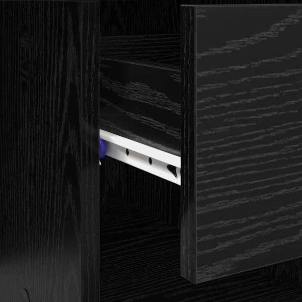 Schreibtisch mit Lagerung Schwarze Eiche 90x49.5x75 cm Verleimtes Holz