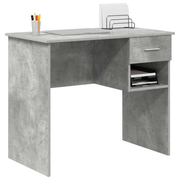 Schreibtisch mit Stauraum Betongrau 90x49,5x75 cm Engineering Holz