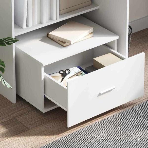 Schubladenschrank mit Rädern Weiß 55x45x33,5 cm aus Holz