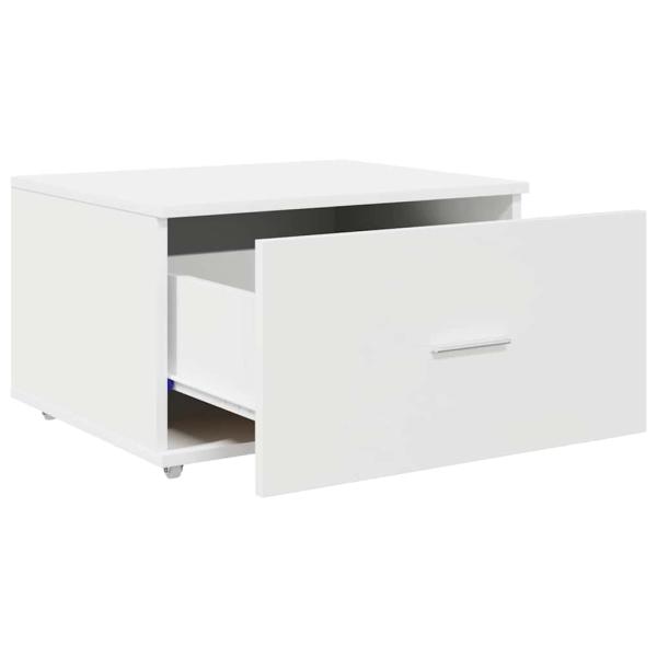 Schubladenschrank mit Rädern Weiß 55x45x33,5 cm aus Holz
