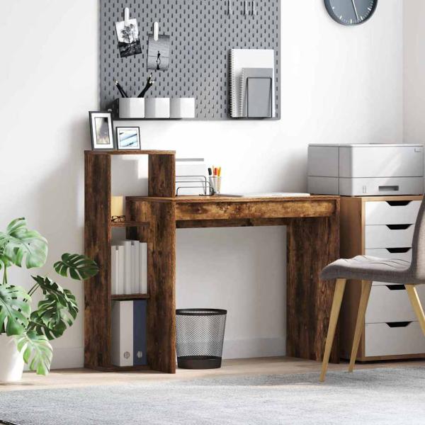 ARDEBO.de - Schreibtisch Geräucherte Eiche Spanplatte Mittel Schreibtisch