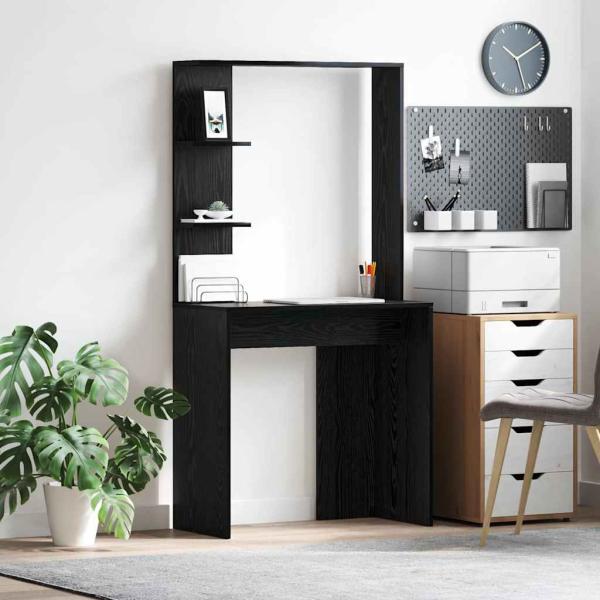 ARDEBO.de - Schwarzer Eichen Computertisch Schwarze Eiche Massivholz, MDF