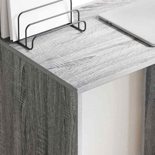 Grauer Computertisch Graues Sonoma Holzwerkstoff Kompakt