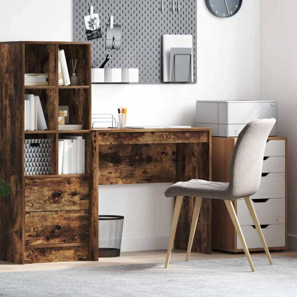 ARDEBO.de - Schreibtisch Geräuchert Eiche Holzwerkstoff Kompakt Rechteckig