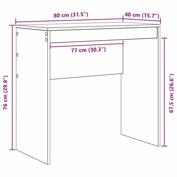 Schreibtisch Grau Sonoma Holzwerkstoff 80 x 40 x 76 cm Einfach