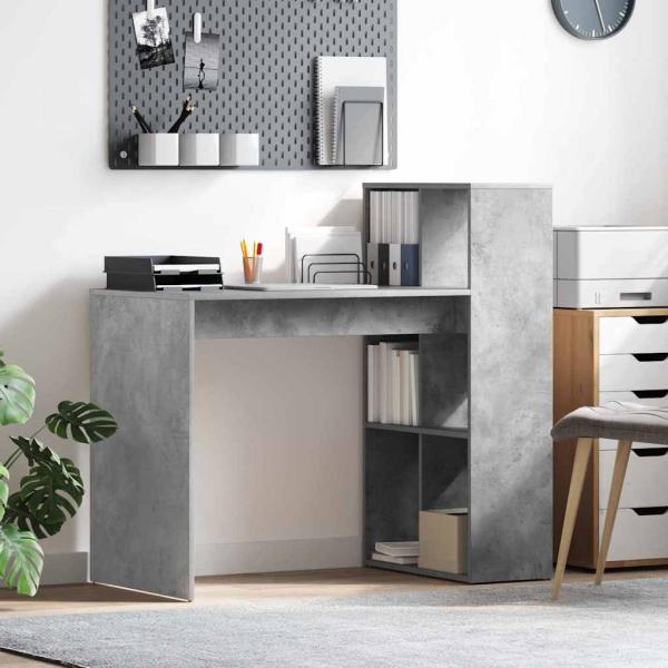 ARDEBO.de - Schreibtisch Beton Grau Holzwerkstoff mit Betonoberfläche Mittel