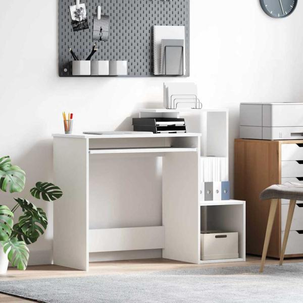 ARDEBO.de - Weißer Computertisch Weiß Spanplatte Standard Stauraum
