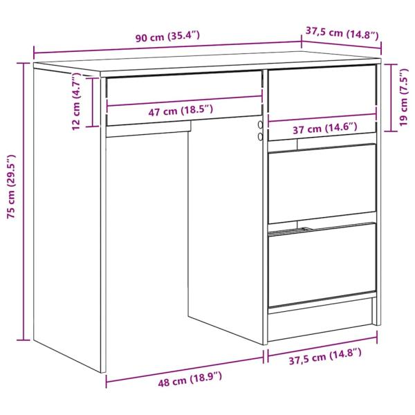 Brauner Schreibtisch Geräucherte Eiche Holzwerkstoff Mittel