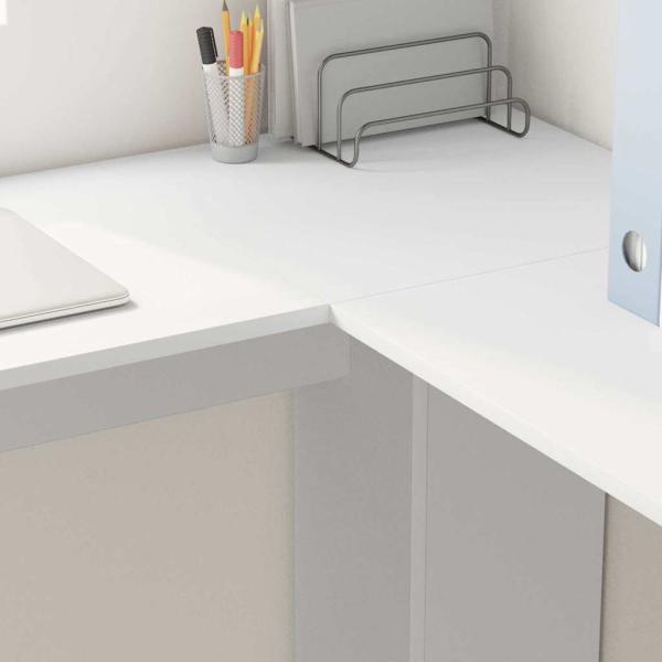 Weißer Eckschreibtisch Weiß Holzwerkstoff Groß Stauraum
