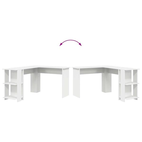 Weißer Eckschreibtisch Weiß Holzwerkstoff Groß Stauraum