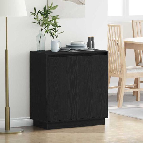 ARDEBO.de - LED Sideboard Schwarz Eiche 71x34,5x75 cm Holzwerkstoff