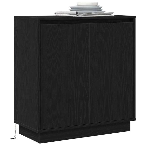 LED Sideboard Schwarz Eiche 71x34,5x75 cm Holzwerkstoff